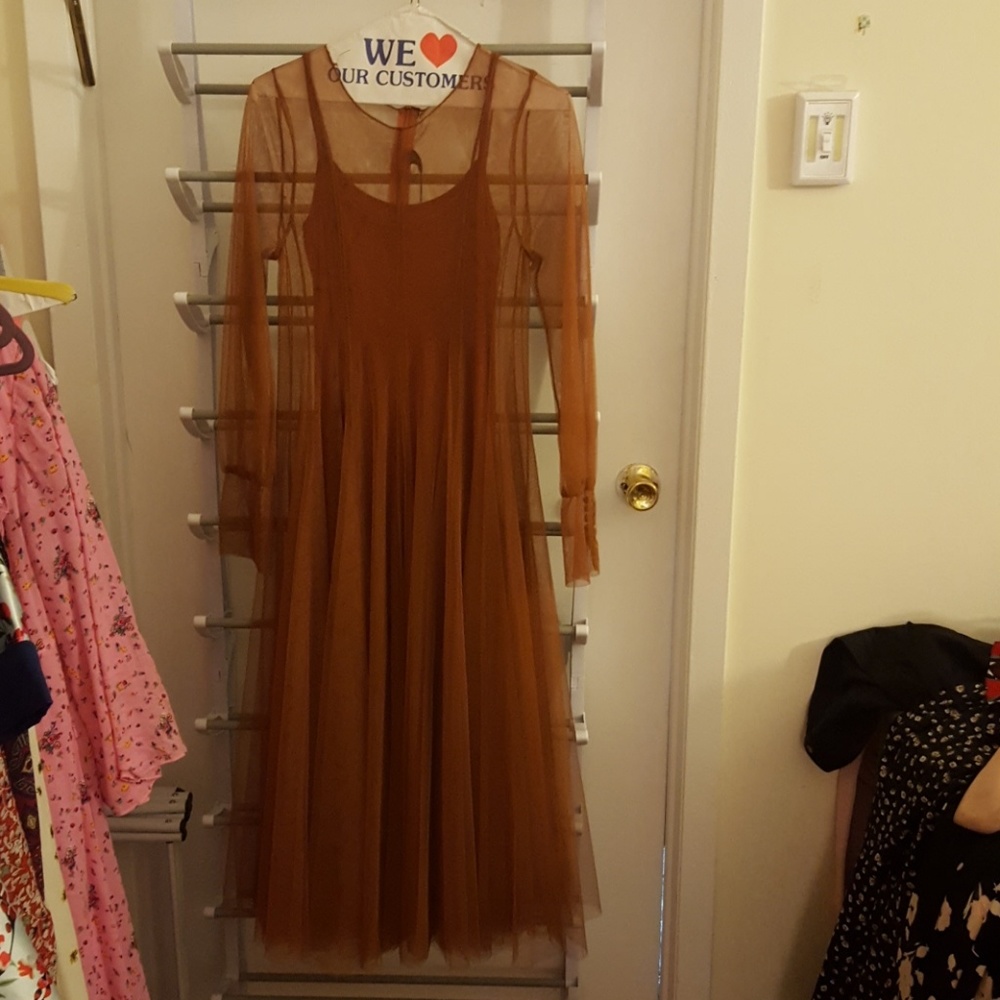 Auburn mesh midi dress